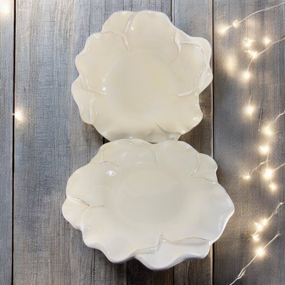 Roscher Flower Antique Butter Yellow Dish Plate 9inch Flower Shape Plate Set 2 - Picture 1 of 15